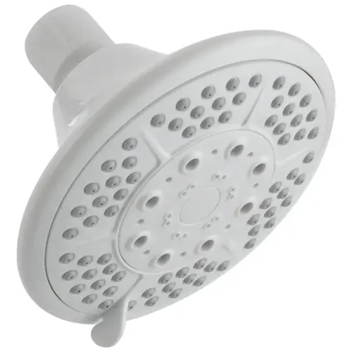 Shower Head, 1.75 gpm, 1/2 in Connection, 4-15/16 in Dia White