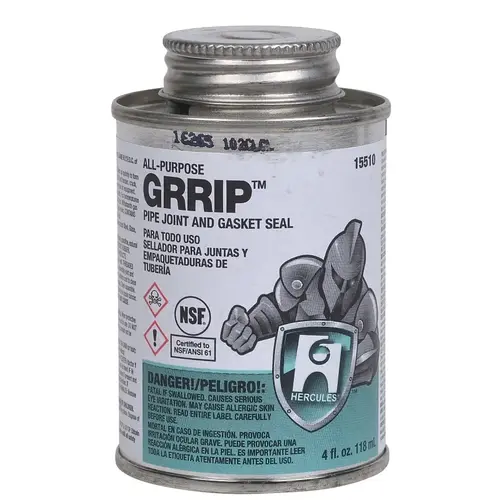 GRRIP Pipe Joint and Gasket Seal, 4 oz Can, Liquid, Paste, Black GRRIP Pipe Joint and Gasket Seal, 4 oz Can, Liquid, Paste, Black