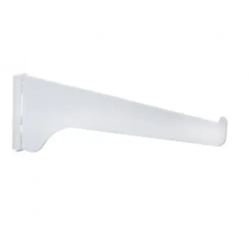 Shelf Bracket, 16 in L, Steel, Powder-Coated White