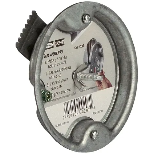 Ceiling-Rated Box, 5.34 in W, 1.368 in D, 4-1/2 in H, 4-Knockout, Steel Gray Ceiling-Rated Box, 5.34 in W, 1.368 in D, 4-1/2 in H, 4-Knockout, Steel Gray