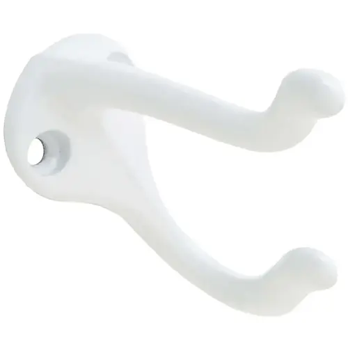 Ives Coat and Hat Hook, 2-Hook, Aluminum White Ives Coat and Hat Hook, 2-Hook, Aluminum White