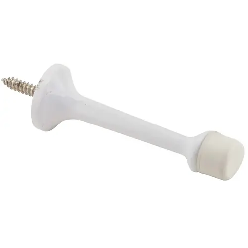 Ives Series Base Door Stop, 7/8 in Dia Base, 3-1/8 in Projection, Aluminum White