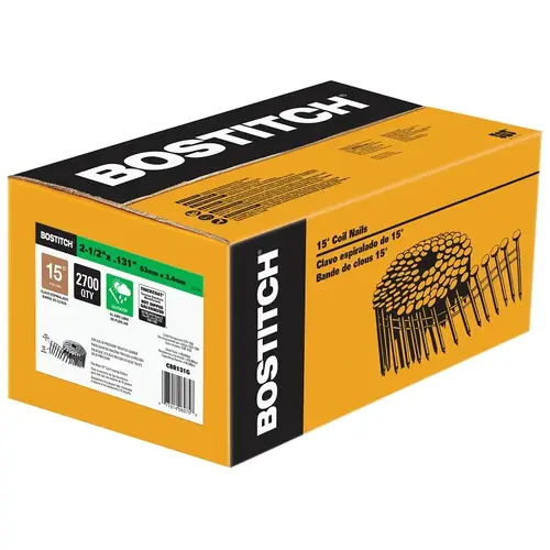 Framing Nail, 2-1/2 in L, Steel, Thickcoat, Full Round Head, Ring Shank - pack of 2700 Framing Nail, 2-1/2 in L, Steel, Thickcoat, Full Round Head, Ring Shank - pack of 2700