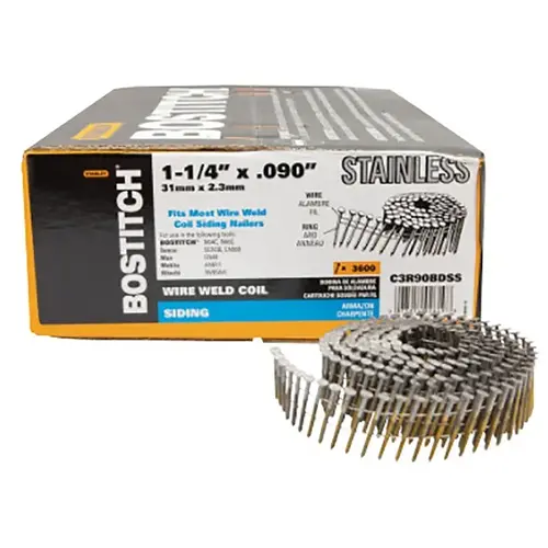 Siding Nail, 1-1/4 in L, Stainless Steel, Ring Shank - pack of 1800 Siding Nail, 1-1/4 in L, Stainless Steel, Ring Shank - pack of 1800