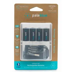 Pale Blue PB-CR123A-C Rechargeable CR123A Batteries - pack of 4