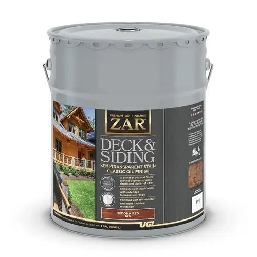ZAR Semi-Transparent Stain, Sedona Red, Liquid, 5 gal ZAR Semi-Transparent Stain, Sedona Red, Liquid, 5 gal