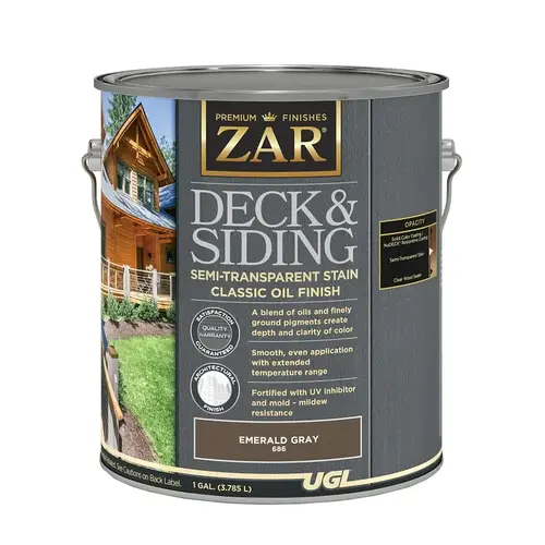 Deck and Siding Semi-Transparent Stain, Emerald Gray, Liquid, 1 gal Deck and Siding Semi-Transparent Stain, Emerald Gray, Liquid, 1 gal