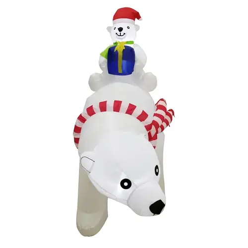 Inflatable Polar Bears, 6.5 ft H, Polyester, Blue/Red/White Inflatable Polar Bears, 6.5 ft H, Polyester, Blue/Red/White
