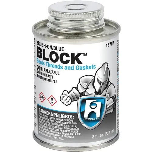Brush-on Block Thread and Gasket Sealant, 8 oz Can, Liquid, Paste, Blue