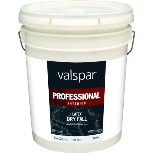 Valspar 044.0000.008 Dry Fall Paint, Flat, White, 5 gal, Pail, Latex Base Valspar 044.0000.008 Dry Fall Paint, Flat, White, 5 gal, Pail, Latex Base