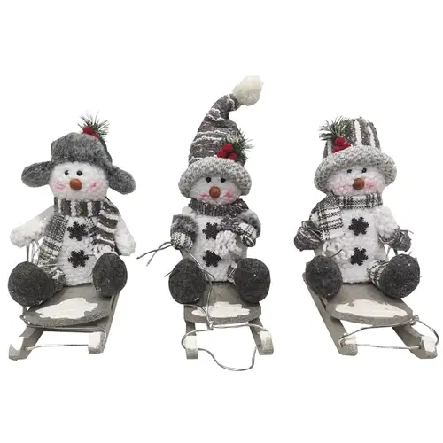 Hometown Holidays Plush Snowman On Sled Toy, Assorted, 10 in - pack of 12 Hometown Holidays Plush Snowman On Sled Toy, Assorted, 10 in - pack of 12