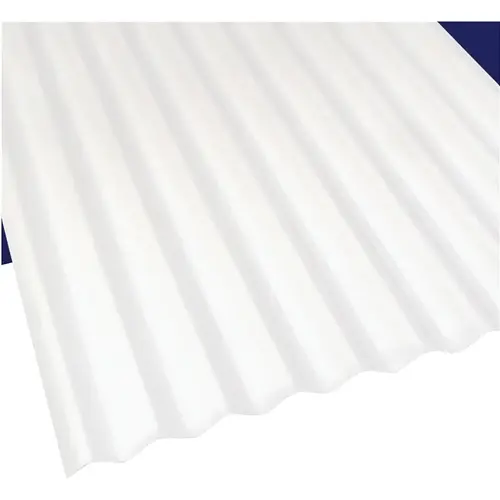 Corrugated Roofing Panel, 10 ft L, 26 in W, 0.063 in Thick Material, Polycarbonate, White - pack of 10
