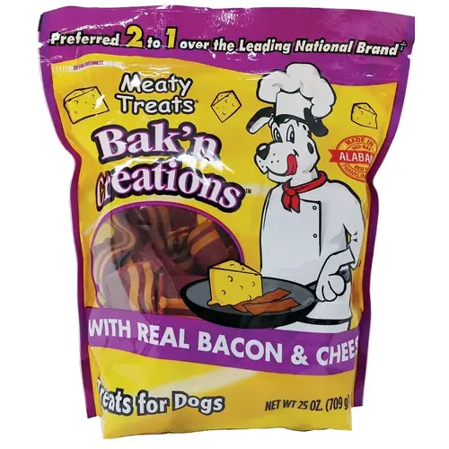 Meaty Treats Bak'n Creations Dog Treat, Bacon, Cheese Flavor, 25 oz Meaty Treats Bak'n Creations Dog Treat, Bacon, Cheese Flavor, 25 oz