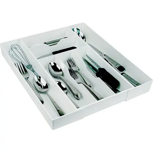 Cutlery Expand-A-Drawer, 9-1/2 in W, 18 in D, White