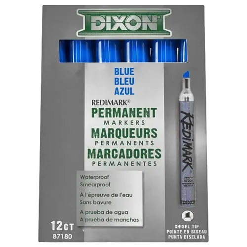 REDIMARK BLUE PERMANENT CHISEL POINT MARKER W/6