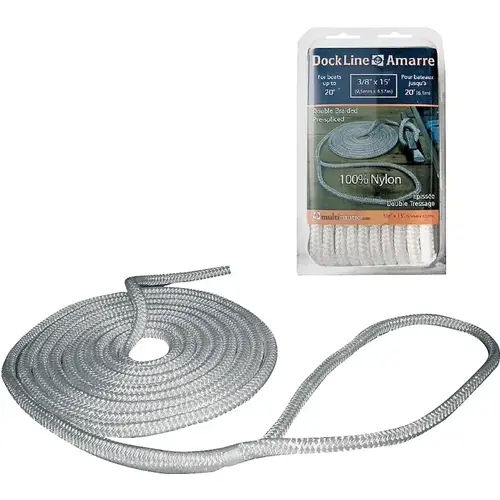 Pre-Spliced Dock Line, Nylon, White Pre-Spliced Dock Line, Nylon, White