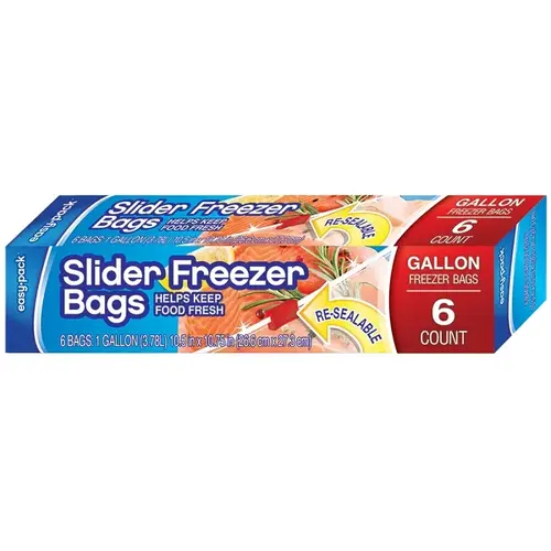 Freezer Bag, 1 gal Capacity - pack of 6 Freezer Bag, 1 gal Capacity - pack of 6