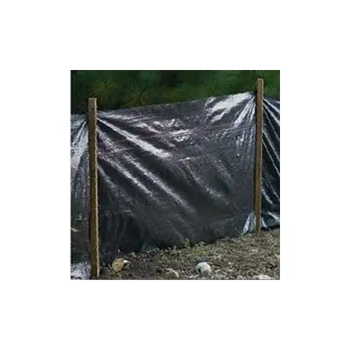 Silt Fence, 100 ft L, 36 in W, 1-1/2 x 1-1/2 in Mesh, Fabric, Black