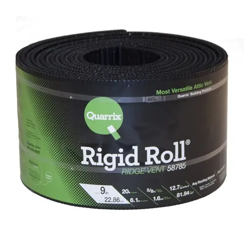 Ridge Vent, 20 ft L, 9 in W, HDPE, Black