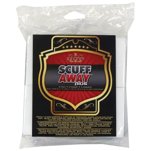 SCUFF AWAY Sponge, 5 in L, 2-3/8 in W, 7/8 in Thick, Melamine, Blue/White SCUFF AWAY Sponge, 5 in L, 2-3/8 in W, 7/8 in Thick, Melamine, Blue/White