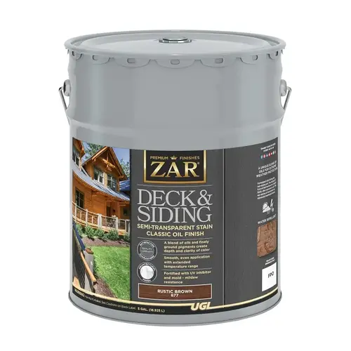 ZAR Semi-Transparent Stain, Rustic Brown, Liquid, 5 gal ZAR Semi-Transparent Stain, Rustic Brown, Liquid, 5 gal