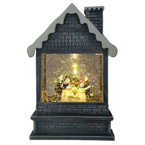 House w/Snowman Choir, 13-1/2 in H, Christmas, Plastic, Gray - pack of 6 House w/Snowman Choir, 13-1/2 in H, Christmas, Plastic, Gray - pack of 6