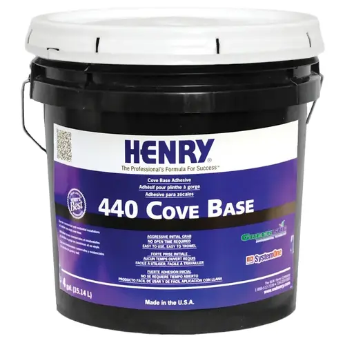 Henry 440 Vinyl Rubber And Carpet Wall Base Floor Adhesive, 4 Gallon Beige