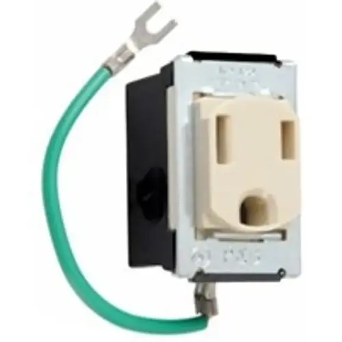 Single Receptacle, 125 V, 15 A, NEMA: NEMA WD-1, WD-6, Ivory Single Receptacle, 125 V, 15 A, NEMA: NEMA WD-1, WD-6, Ivory