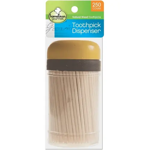 Toothpick with Dispenser, Natural Wood Toothpick with Dispenser, Natural Wood