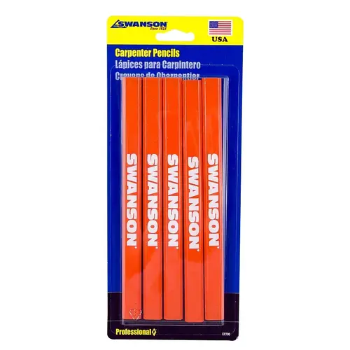 Carpenter Pencil, 7 in L, Orange Barrel Carpenter Pencil, 7 in L, Orange Barrel