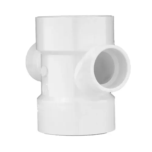 2 In. X 1-1/2 In. Reducing Double Sanitary PVC Tee 2 In. X 1-1/2 In. Reducing Double Sanitary PVC Tee