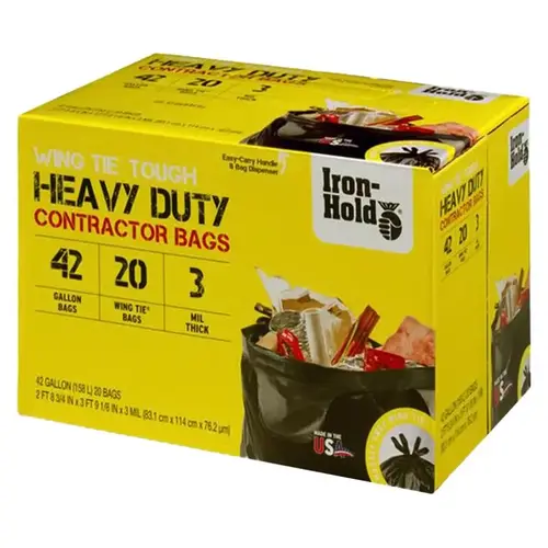 Contractor Bags 42 gal Wing Ties Black - pack of 4 Contractor Bags 42 gal Wing Ties Black - pack of 4