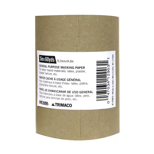 EasyMask Trim Masking Paper, 180 ft L, 3 in W, Brown