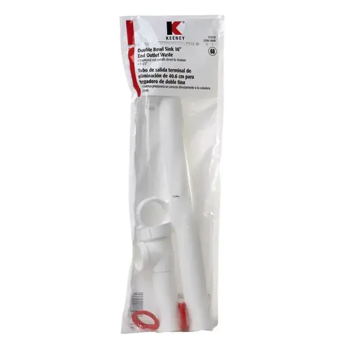 Continuous Waste End Outlet 1-1/2" D X 16" L Plastic White Continuous Waste End Outlet 1-1/2" D X 16" L Plastic White