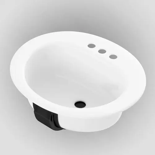 Azalea Series Lavatory Sink, Oval Basin, 3-Deck Hole, 20 in OAW, 17 in OAH, 7-13/16 in OAD, Steel White Azalea Series Lavatory Sink, Oval Basin, 3-Deck Hole, 20 in OAW, 17 in OAH, 7-13/16 in OAD, Steel White