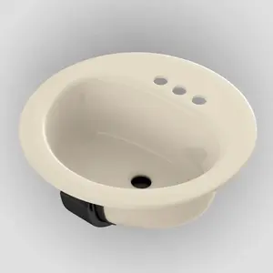 Bootz Industries 021-2435-06 Laurel Series Lavatory Sink, Round Basin, 3-Deck Hole, 19 in OAW, 19 in OAH, 7-13/16 in OAD, Steel Bone