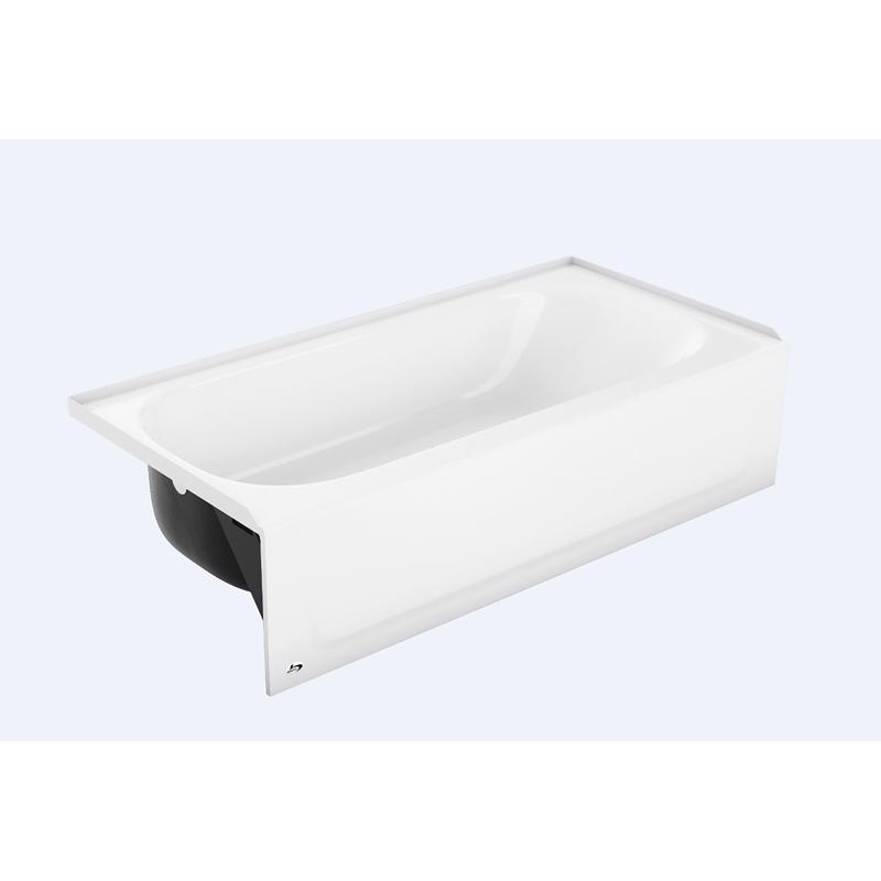 Bootz Industries 011-3365-00 Aloha 60 In. L x 30 In. W x 14-1/4 In. D Porcelain Enamel Alcove Left Drain Bathtub in White High Gloss