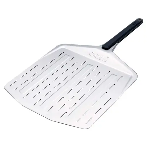 Perforated Pizza Peel, Aluminum Blade, Dishwasher Safe: No Black/Silver Perforated Pizza Peel, Aluminum Blade, Dishwasher Safe: No Black/Silver