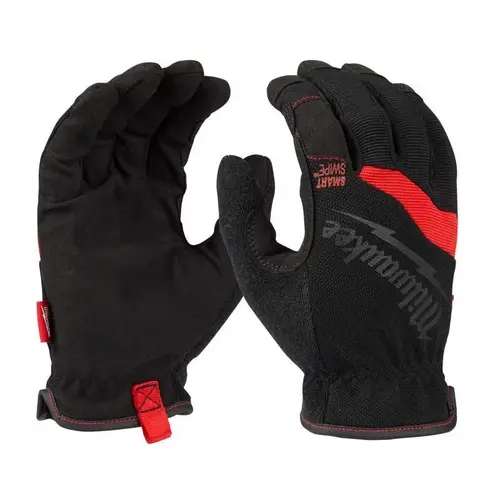 Work Gloves, Men's, L, 7.63 to 7.86 in L, Reinforced Thumb, Elastic Cuff, Synthetic Leather Black/Red Work Gloves, Men's, L, 7.63 to 7.86 in L, Reinforced Thumb, Elastic Cuff, Synthetic Leather Black/Red
