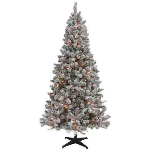 Christmas Tree 7-1/2 ft. Slim Incandescent 300 lights Flocked Fir Christmas Tree 7-1/2 ft. Slim Incandescent 300 lights Flocked Fir