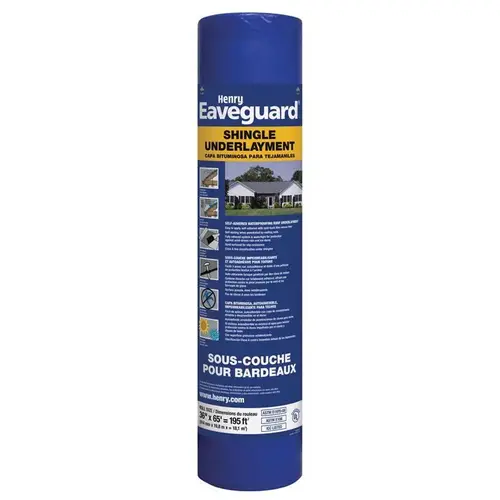 Roofing Underlayment, 65 ft L, 3 ft W, Asphalt Blue