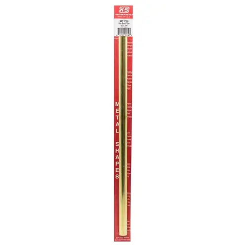 Decorative Metal Tube, Round, 12 in L, 1/2 in Dia, 0.014 in Wall, Brass Mill Decorative Metal Tube, Round, 12 in L, 1/2 in Dia, 0.014 in Wall, Brass Mill