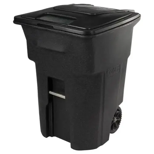 Garbage Can 48 gal Black Polyethylene Wheeled Lid Included Black Garbage Can 48 gal Black Polyethylene Wheeled Lid Included Black