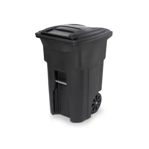 Garbage Can 64 gal Black Polyethylene Wheeled Lid Included Black Garbage Can 64 gal Black Polyethylene Wheeled Lid Included Black