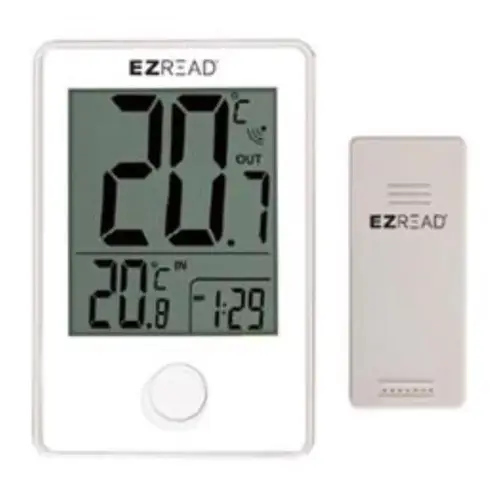 Clock/Thermometer EZRead Polyresin White White Clock/Thermometer EZRead Polyresin White White