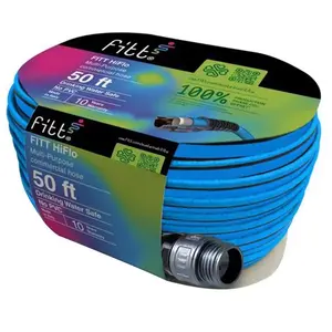 Fitt FFH51250 Lightweight Garden Hose HiFlo 50 ft. L Medium Duty Commercial Grade Black/Blue Black/Blue