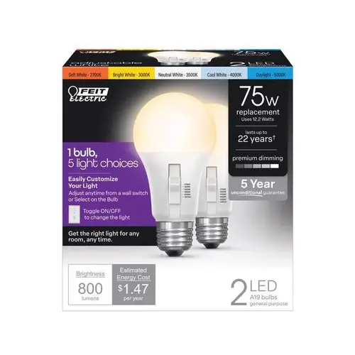 LED Light Bulb A19 E26 (Medium) Tunable White/Color Changing 75 Watt Equivalence LED Light Bulb A19 E26 (Medium) Tunable White/Color Changing 75 Watt Equivalence