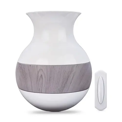 Doorbell Kit, Wireless, Vase, 85 dB, Weathered Wood Accent/White Doorbell Kit, Wireless, Vase, 85 dB, Weathered Wood Accent/White