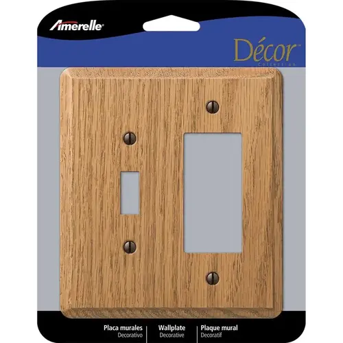 Wall Plate Contemporary Medium Brown 2 gang Oak Wood Toggle Medium