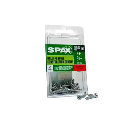 Multi-Purpose Screws No. 6 S X 3/4" L Phillips/Square Flat Head Zinc-Plated